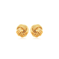 RCJ 10K Gold Love Knot With Ridge Texture Earrings In Yellow