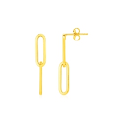 RCJ 14K Gold Two Link Paperclip Chain Earrings In Yellow