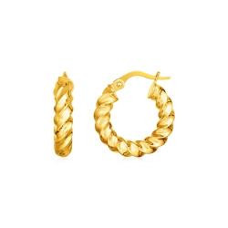 RCJ 14K Gold Polished Twisted Hoop Earrings In Yellow