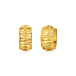 RCJ 14K Gold Diamond Cut Hoop Design Earrings In Yellow