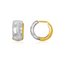 RCJ 14K Two-Tone Diamond Cut And Interlaced Style Hoop Earrings In Gold