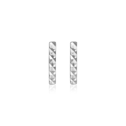 RCJ 14K Gold Textured Bar Earrings In White