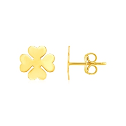 RCJ 14K Gold Four Leaf Clover Earrings In Yellow