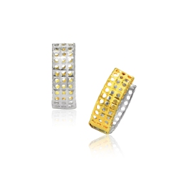 RCJ 14K Two-Tone Snuggable Earrings With A Mesh Style In Gold