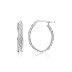 RCJ 14K Gold Glitter Center Oval Hoop Earrings In White