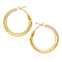 RCJ 14K Gold High Polish Hoop Earrings (0.78 Inch Diameter) In Yellow