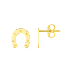 RCJ 14K Gold Horseshoe Earrings In Yellow