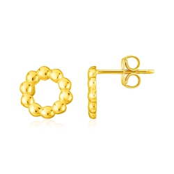RCJ 14K Gold Beaded Circle Earrings In Yellow