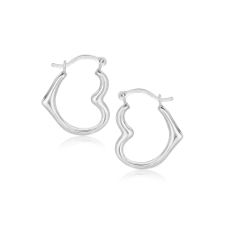 RCJ 10K Gold Heart Hoop Earrings In White