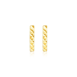 RCJ 14K Gold Textured Bar Earrings In Yellow