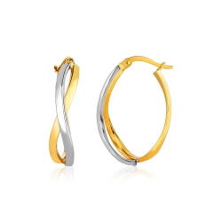 RCJ 14K Two-Tone Twisted Style Polished Hoop Earrings In Gold