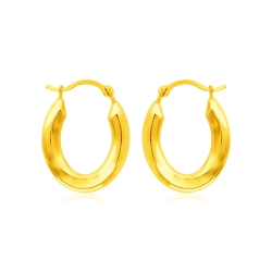 RCJ 14K Gold Polished Oval Hoop Earrings In Yellow
