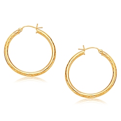 RCJ 14K Gold Hoop Earring With Diamond-Cut Finish (30 MM Diameter) In Yellow