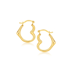RCJ 10K Gold Heart Hoop Earrings In Yellow