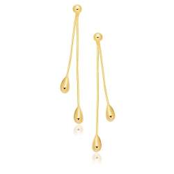 RCJ 14K Gold Double Drop Long Earrings In Yellow
