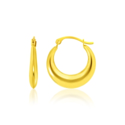 RCJ 14K Gold Graduated Round Shape Hoop Earrings In Yellow