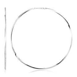 RCJ Sterling Large Polished Round Hoop Earrings In Silver