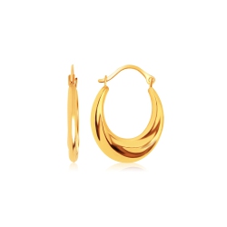 RCJ 14K Gold Graduated Oval Hoop Earrings In Yellow