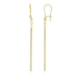 RCJ 14K Gold Long Bar Diamond Cut Drop Earrings In Yellow