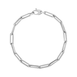 AVERA GROUP 14K Gold Bold Paperclip Chain Bracelet In White