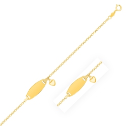 AVERA GROUP 14K Gold Heart Accented Children's Cable Chain Id Bracelet In Yellow