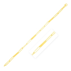 AVERA GROUP 14K Gold 7 Inch Alternating Paperclip Chain Link And Gold Bar Bracelet In Yellow
