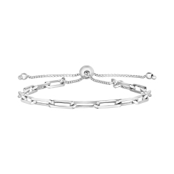 AVERA GROUP Sterling Paperclip Chain Adjustable Bracelet In Silver