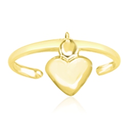 RCJ 14K Gold Cuff Puffed Heart Toe Ring In Yellow