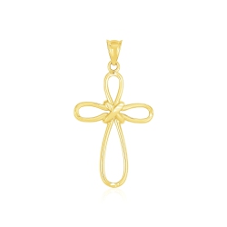 RCJ 14K Gold Looped Knot Style Cross Pendant In Yellow