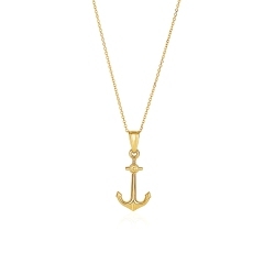 AVERA GROUP 14K Gold Cable Chain With Anchor Pendant In Yellow
