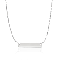 AVERA GROUP 14K Gold Smooth Flat Horizontal Bar Style Necklace In White