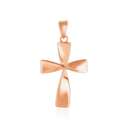 RCJ Flat Twisted Cross Pendant In 14K Rose In Gold