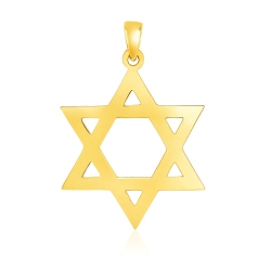 RCJ 14K Gold Polished Star Of David Pendant In Yellow