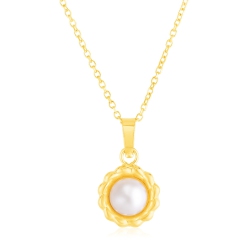 AVERA GROUP 14K Gold Flower Necklace With Pearl In Yellow
