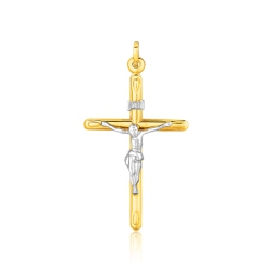 RCJ 14K Two Tone Cross Pendant In Gold