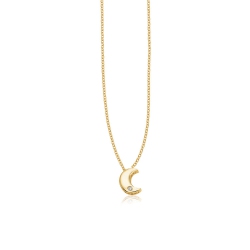 AVERA GROUP 14K Gold Polished Moon Necklace With Diamond In Yellow