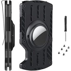 NAVOR Minimalist Wallet \w Airtag Holder, Money Clip, Rfid Blocking Front Pocket Metal Wallet, Slim Credit/business Card Holder Holds Up to 15 Cards