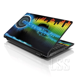 LSS 17 17.3 Inches Laptop Notebook Skin Sticker \w 2 Wrist Pads - Reusable Cover Protector Vinyl Sticker Cover Decal Fits 17" - 19" - Musical Vibes