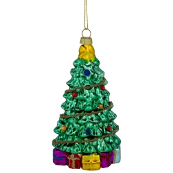 NORTHLIGHT 5" Shiny Decorated Christmas Tree Hanging Glass Ornament In Green
