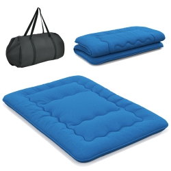 COSTWAY Full/king/queen/twin Futon Mattress Japanese Floor Sleeping Pad Washable Cover Carry Bag In Blue