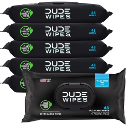 DUDE WIPES - Flushable Wipes - 6 Pack, 288 Wipes - Unscented, Extra Large