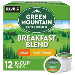 GREEN MOUNTAIN Mountain Keurig Decaf Coffee Breakfast Blend, 0.31 Ounce (Pack Of 12)