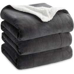 BEDSURE Sherpa Fleece Throw Blanket for Couch - Thick And Warm Blankets, Soft And Fuzzy Throw Blanket for Sofa Black, 50X60 Inches In Charcoal