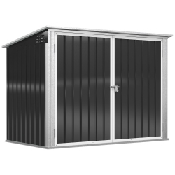 OUTSUNNY 6X3 Ft Outdoor Storage Shed, Horizontal Garbage Can Organizer With Double Door And Lid Rubbish Cover, for 2 Trash Cans, Dark In Grey