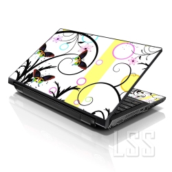 LSS 17 17.3 Inches Laptop Notebook Skin Sticker \w 2 Wrist Pads - Reusable Cover Protector Vinyl Sticker Cover Decal Fits 17" - 19" - Butterfly