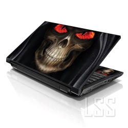 LSS 17 17.3 Inches Laptop Notebook Skin Sticker \w 2 Wrist Pads - Reusable Cover Protector Vinyl Sticker Cover Decal Fits 17" - 19" - Hooded Skull