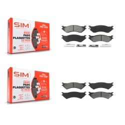 SIM Front Rear Semi-Metallic Brake Pads Kit for 2004 Ford F-150 Heritage With 8 Lug Wheels Ksm-100571
