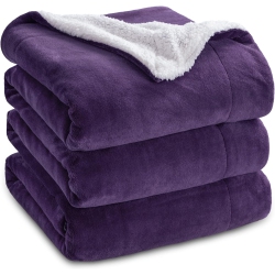 BEDSURE Sherpa Fleece King Size Blanket for Bed - Thick And Warm Blankets, Soft And Fuzzy King Blanket for Bed, Purple, 108X90 Inches