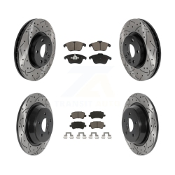 TRANSIT AUTO Front Rear Drilled Slot Brake Rotor Ceramic Pad Kit for 2012-2015 Land Rover Range Evoque Kdc-100621