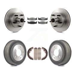 TRANSIT AUTO Front Rear Brake Rotor Hub Semi-Metallic Pad Drum Kit for Ford E-150 Econoline Club Wagon K8S-103463